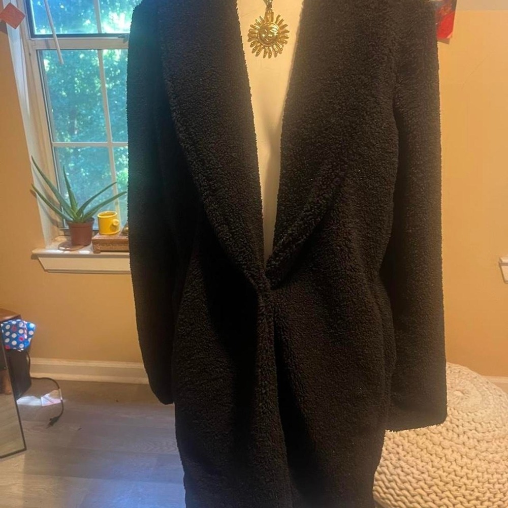 Spanx Black teddy jacket with a boho grunge vibe
